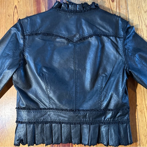 Moda International Leather Ruffle Detail Blazer Jacket - Picture 14 of 15